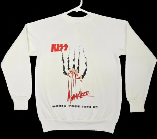 Kiss Animalize World Tour 1984 Showco Sweatshirt (M, White, New)