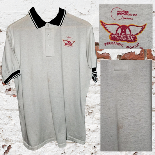Vintage Aerosmith "Permanent Vacation" Crew Polo – Sunshine Promotions Inc. 1987 Tour | Ringer Style